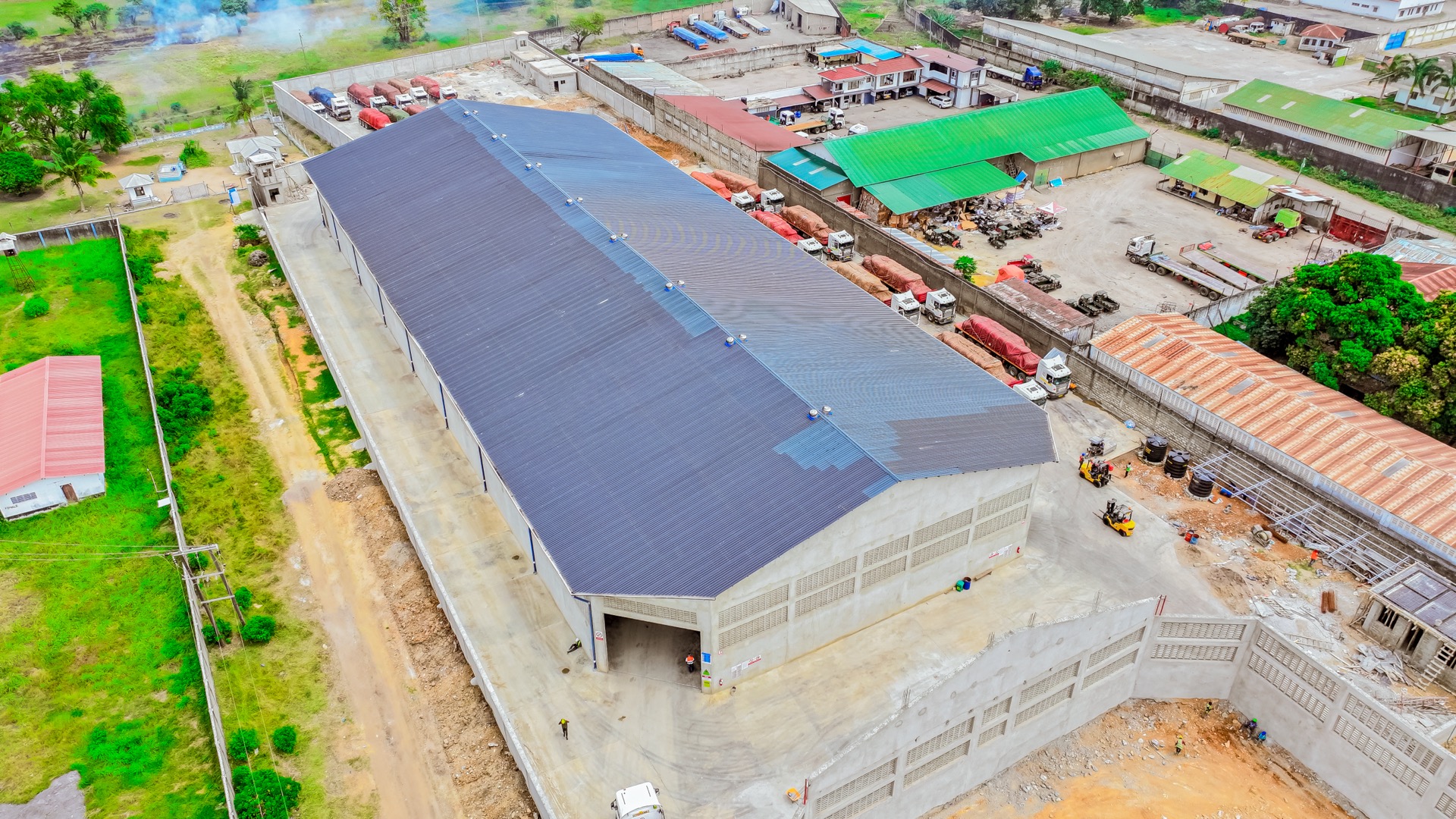 Aerial view of the warehouse compound at Tanga Warehouse